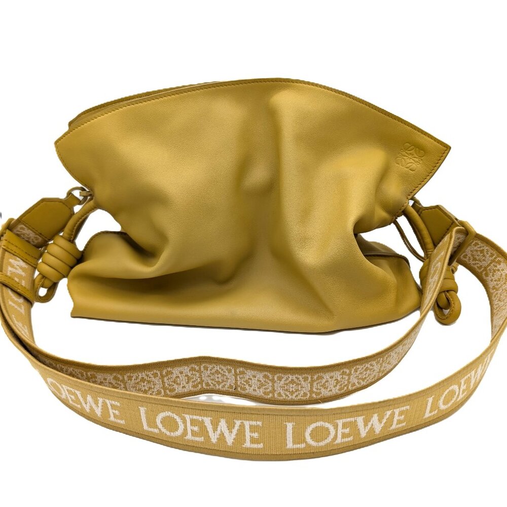 Loewe Satin Calfskin Monochrome Flamenco Knot Pouch Bunny Charm 2023
